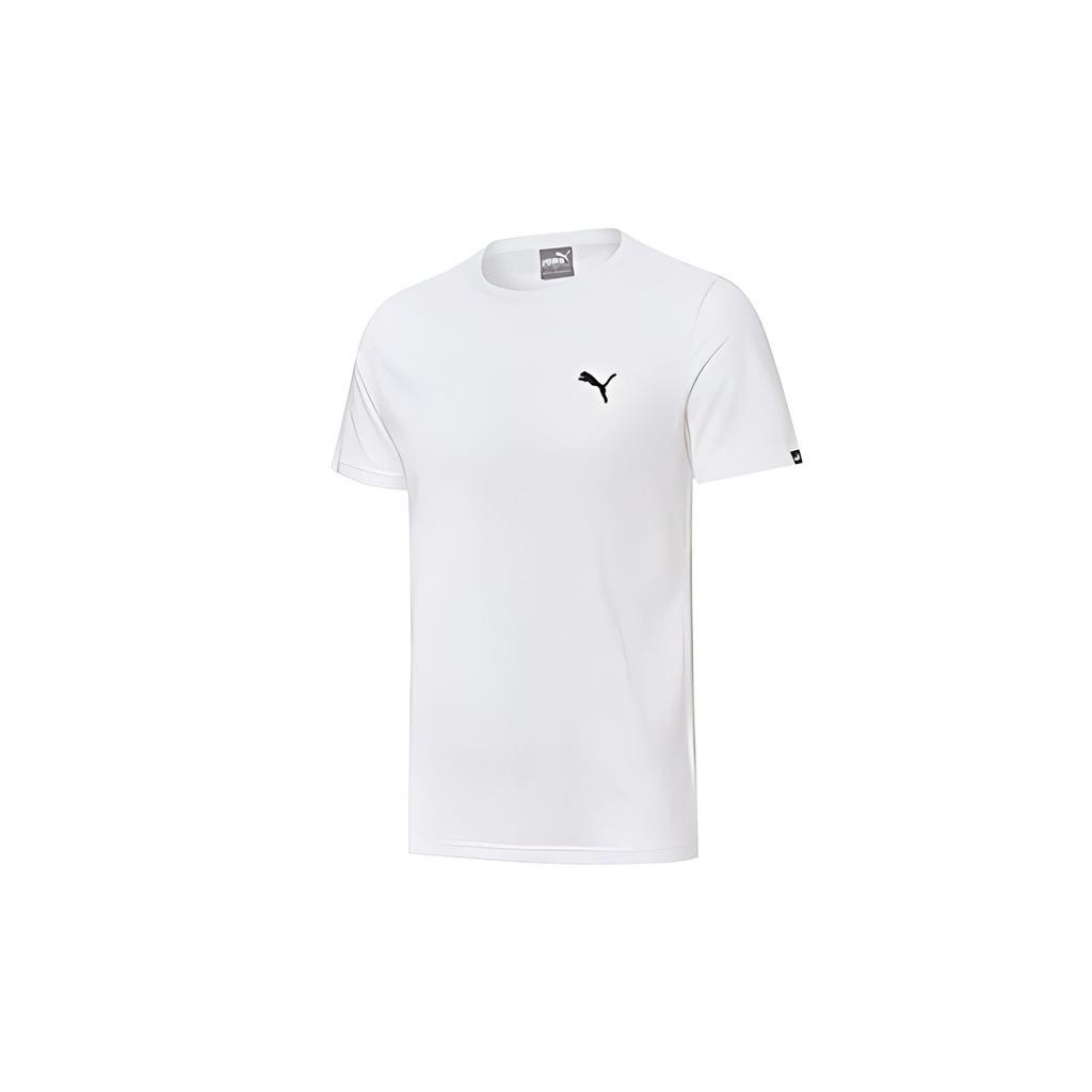 Puma Embroidered Logo Round Neck Short Sleeve T-Shirt Men tops White 834479-02