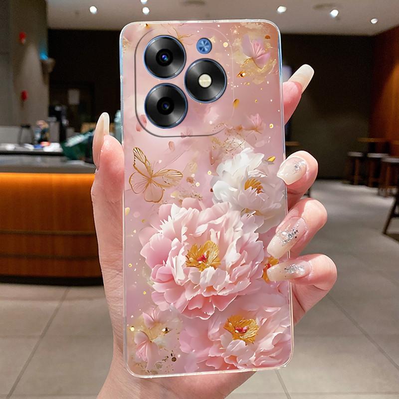 Fashion Flowers For Itel S23+ S23 Plus S681LN ItelS23+ 2023 Transparent Silicone Phone Protective Back Cover Shell Soft TPU Case