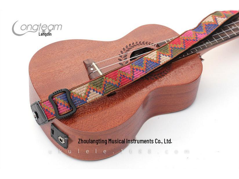 Bohemian Ethnic Leather Ukulele Headstock and Endpin Strap
