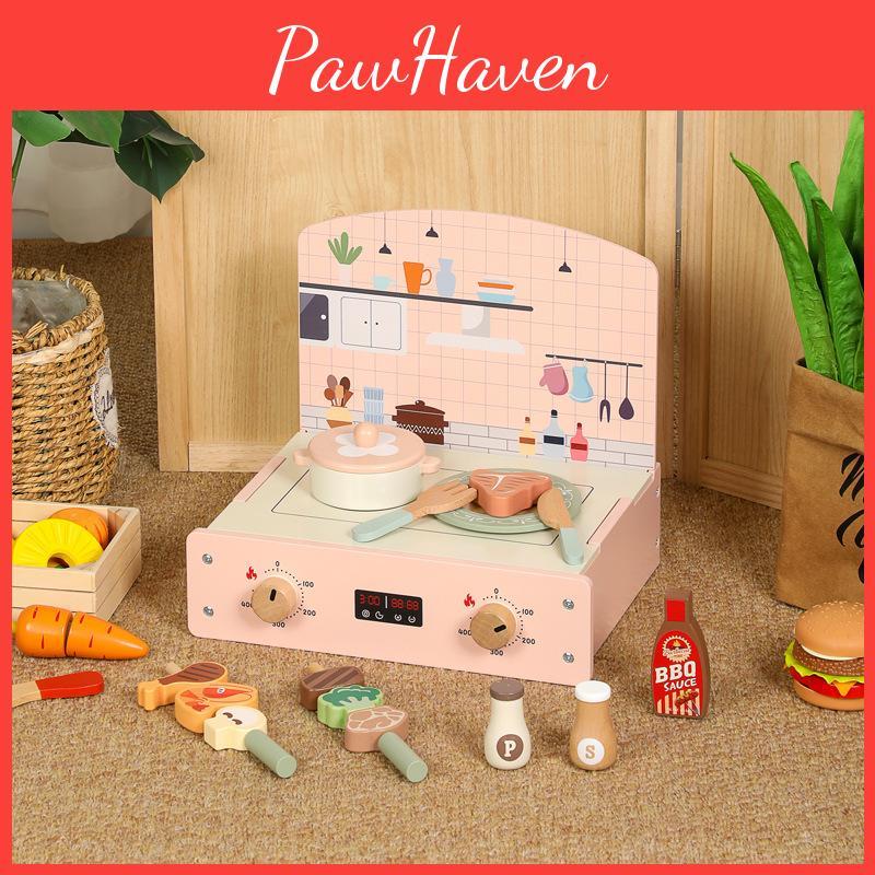 Wooden Simulation Kitchen Barbecue And Cooking Utensils Children Set Toy