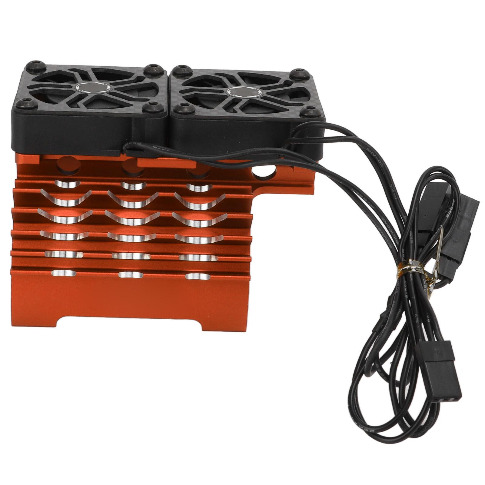 

555658мм Безколекторний двигун Вентилятор охолодження Подвійний вентилятор Двигун Радіатор охолодження для 15 Радіокерованої машини помаранчевий