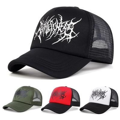 Neue Hip Hop Unisex Mütze Neue Stickerei Gotisch Street Punk Damen Baseballkappe Herren Verstellbar Reines Schwarz Sport Damen Kappen