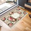 Vintage Romantic French Rose Lace Print Doormat Shabby Chic Floral Victorian Entryway Rug Soft Non-Slip Indoor Outdoor Carpet