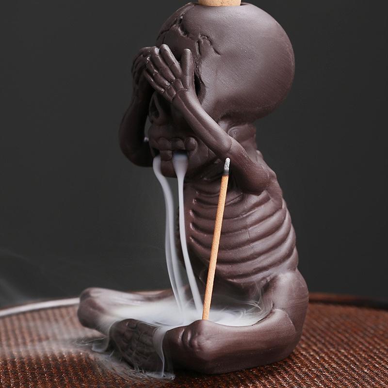 Purple Clay Backflow Incense Burner Halloween Gift American Style Skull Small Ghost Backflow Incense Burner Ornament