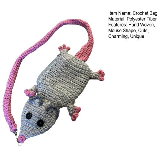 Crochet Purses Handmade Mouse Shape Coin Purse Small Knitted Zippered Wallet for Girls Ladies Birthday Valentine's Mother's Day Gift