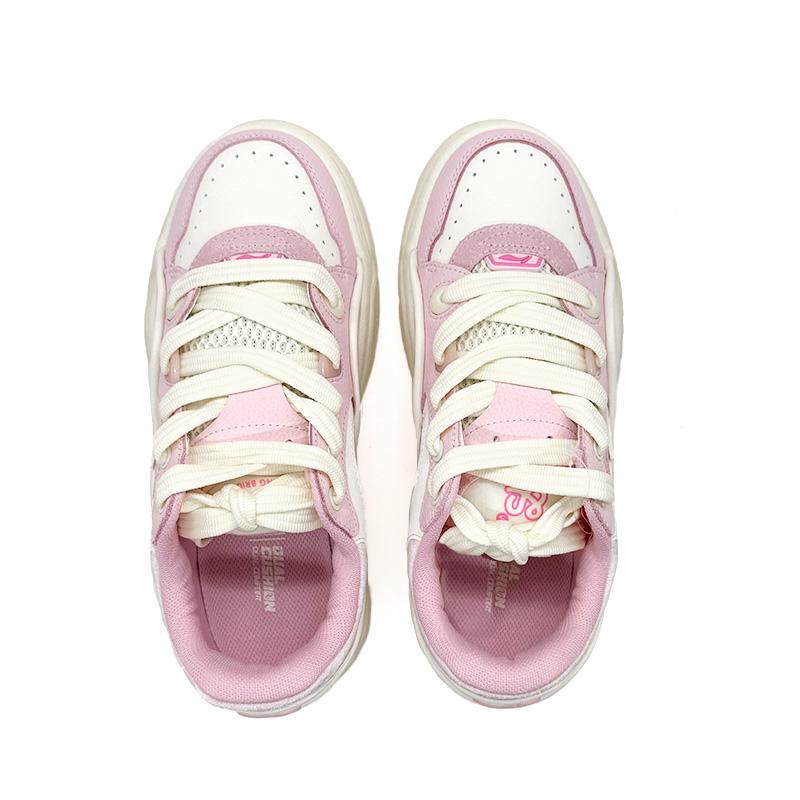 Li Ning 001 BTC 3 Slip Resistant Height Increasing Low top Skateboard Shoes Women's Pink White AGCV280-1