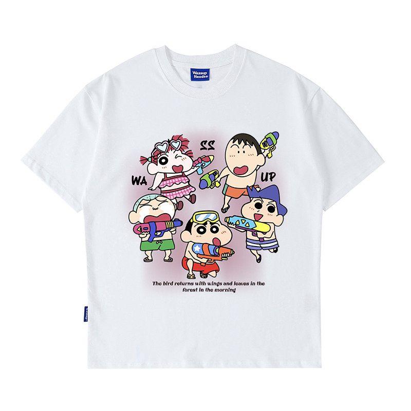 Wassup Heods Trendy Brand Crayon Shin-Chan Couple Short-Sleeve Summer Loose Versatile Unisex Digital Inkjet T-Shirt