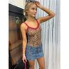 MY SASSY GIRL American vintage Sexy Leopard Print Lace Stitching Cami Sleeveless Gyaru Slim fit Small Top