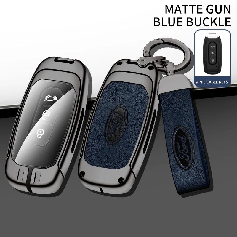 Autoaufkleber 2026 Ford Zinklegierung Leder Auto Fernschlüssel Hülle Abdeckung Halter 3 Tasten Schlüsselgehäuse Für Ford Territory EV Mit Logo Ke