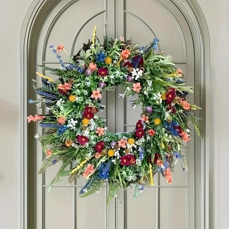 1pc artificial spring and summer wreath, suitable for front door decoration, seasonal home decoration