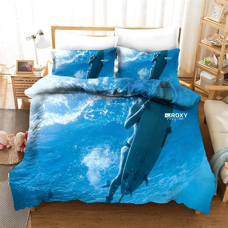 Strand Surfen Bettwäscheset Landschaft Bettdecke Mode Modern 3D-Druck Luxuriöses Bettbezugset Heimtextil Queen King Einzelgröße