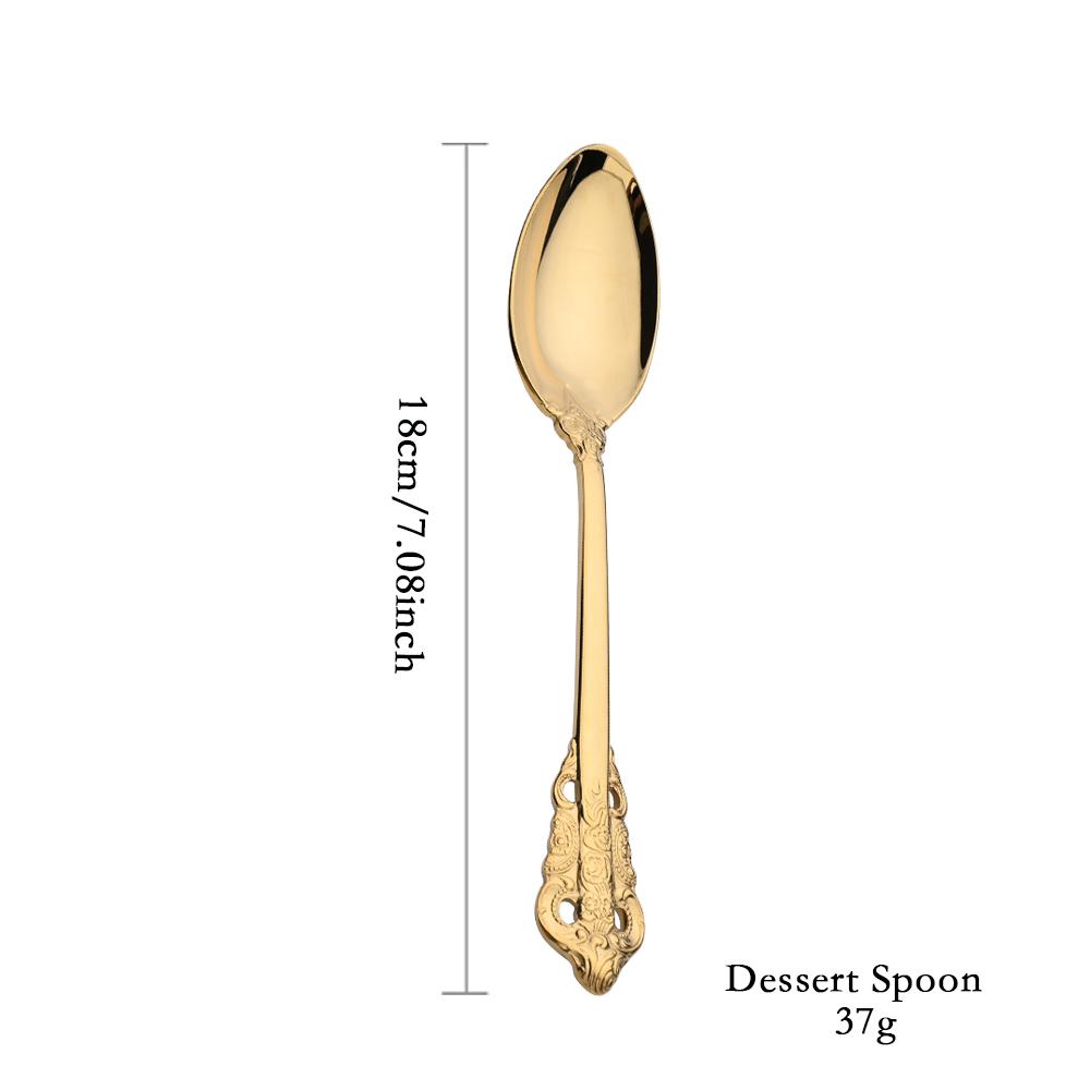 Vintage Western Gold Plated Cutlery Dining Knife Fruit Fork Teaspoon Butter Knife Set Luxury Dinnerware Engraving Tableware Set