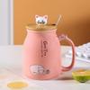 Drinkware Japanese Style Cartoon Cat Mug Ceramic 450ml Coffee Mug with Wooden Lid with Spoon Tea Cup Kids