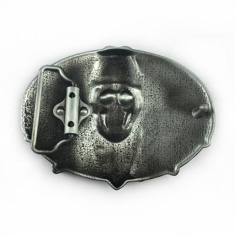 Western Cowboy Skull Black Large Zinc Alloy Retro Oval Belt Buckle