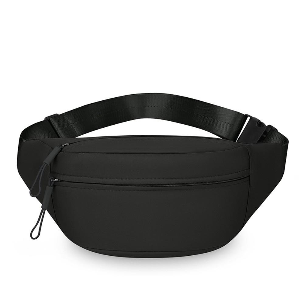 

Casual Solid Color Waist Bag Double Layer Double Pocket Chest Bag Waterproof Crossbody Bag Travel чёрный