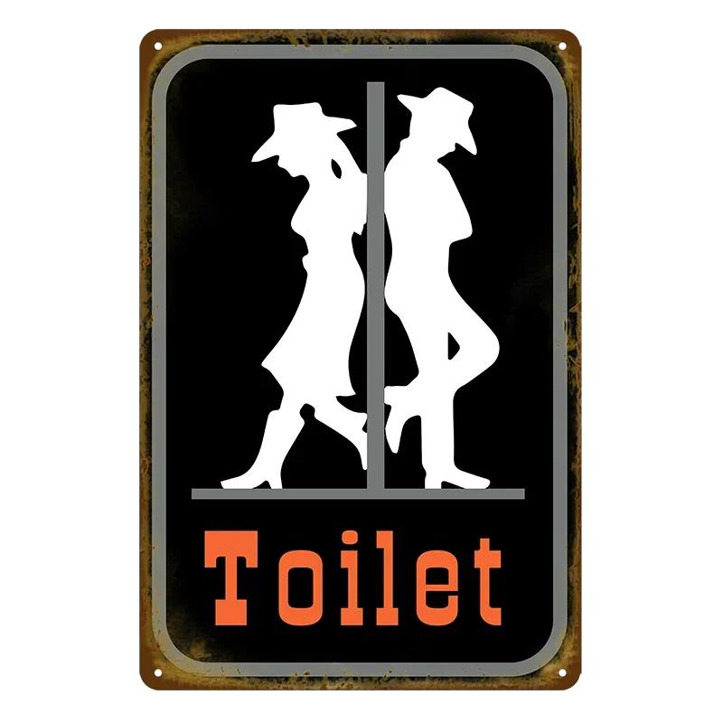 Vintage Toilet Sign Funny Metal Tin Sign Plaque WC Lavatory Toilettes Wall Art Bar Club Bathroom Restroom Toilet Wall Decoration