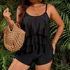 New Split Fat Woman Lotus Leaf Edge Swimsuit Women's Large Size European and American Conservative Tankini Swimsuit