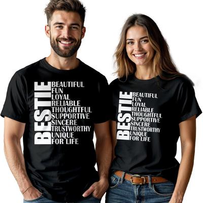 T-shirt Giorno dei Migliori Amici con Tipografia per Uomo Donna Bestie Abbinate Camicia BFF #BFD