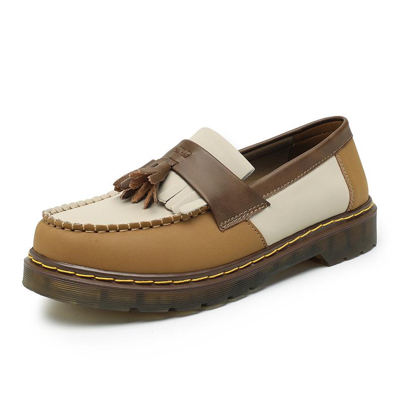 Tassel Men's Leather Low Top Martin Shoes Fashion Student Round Head Crazy Horse Leather Casual