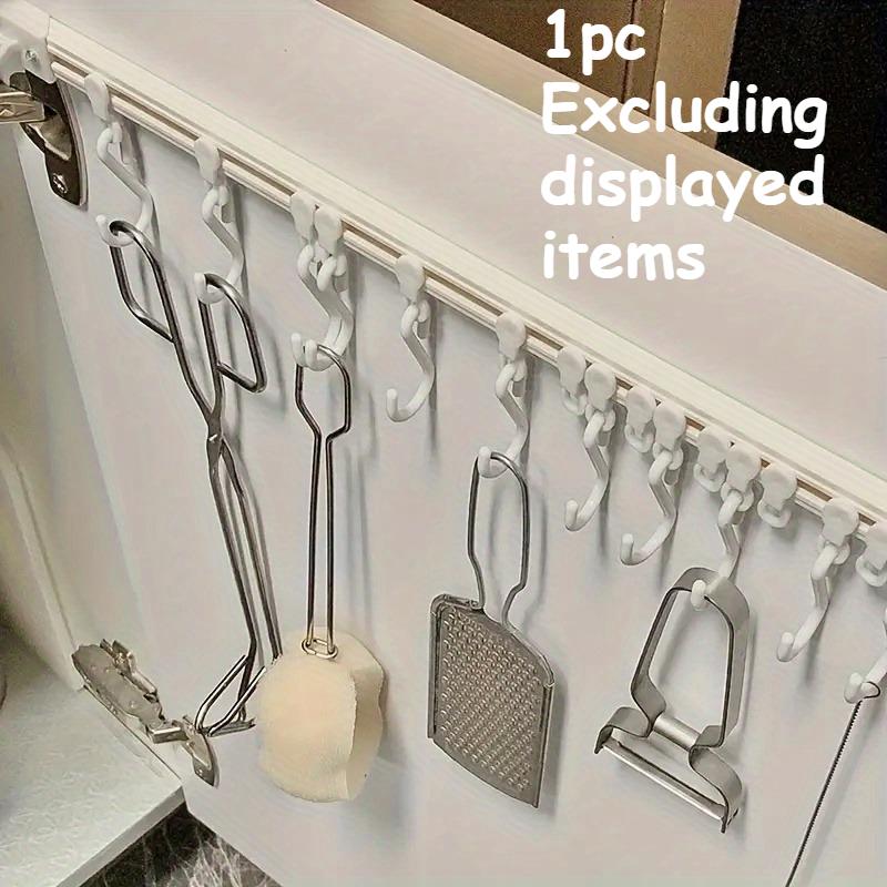 

4 шт./1 шт. Клейкая кухонная полка для хранения со скользящими крючками для легкой организации и экономии места - Не требует сверления