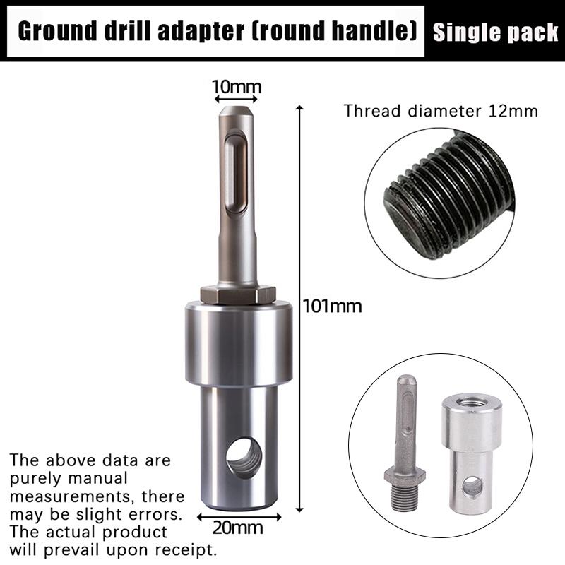 Adattatore per Trivella da Terra Strumento 4 Tipi di Interfaccia Manico Rotondo Esagonale Adattatore per Trivella da Terra Per Trapano Chiave Martello Macchina