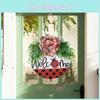 Festive Welcome Ladybug Front Door Hanger Delightful Red Polka Dot Design For Spring