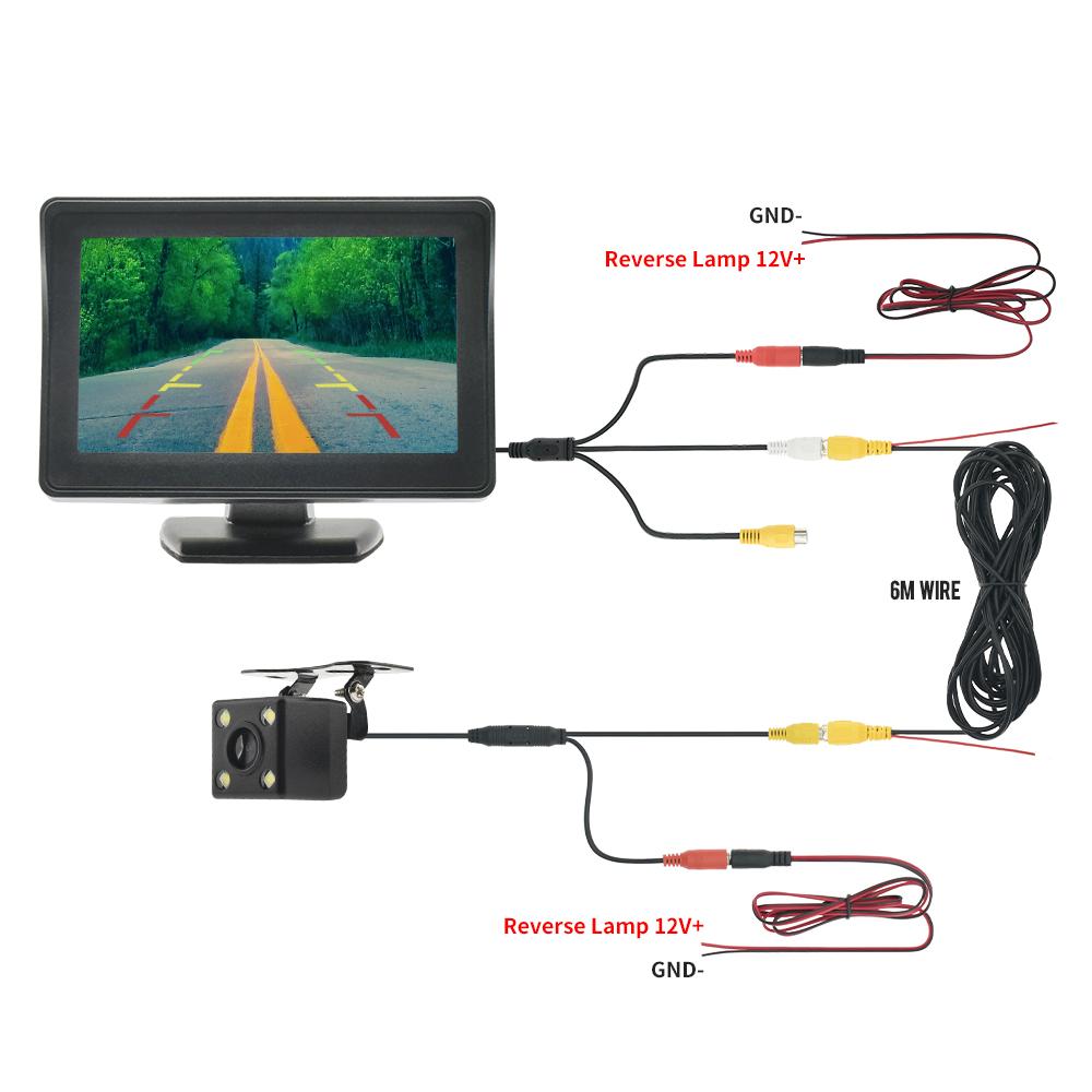 Parking Backup Car Rear View Camera Screen with Monitor Vehicle 9-36V LED HD Reversing with Screen 4.3 Inch
