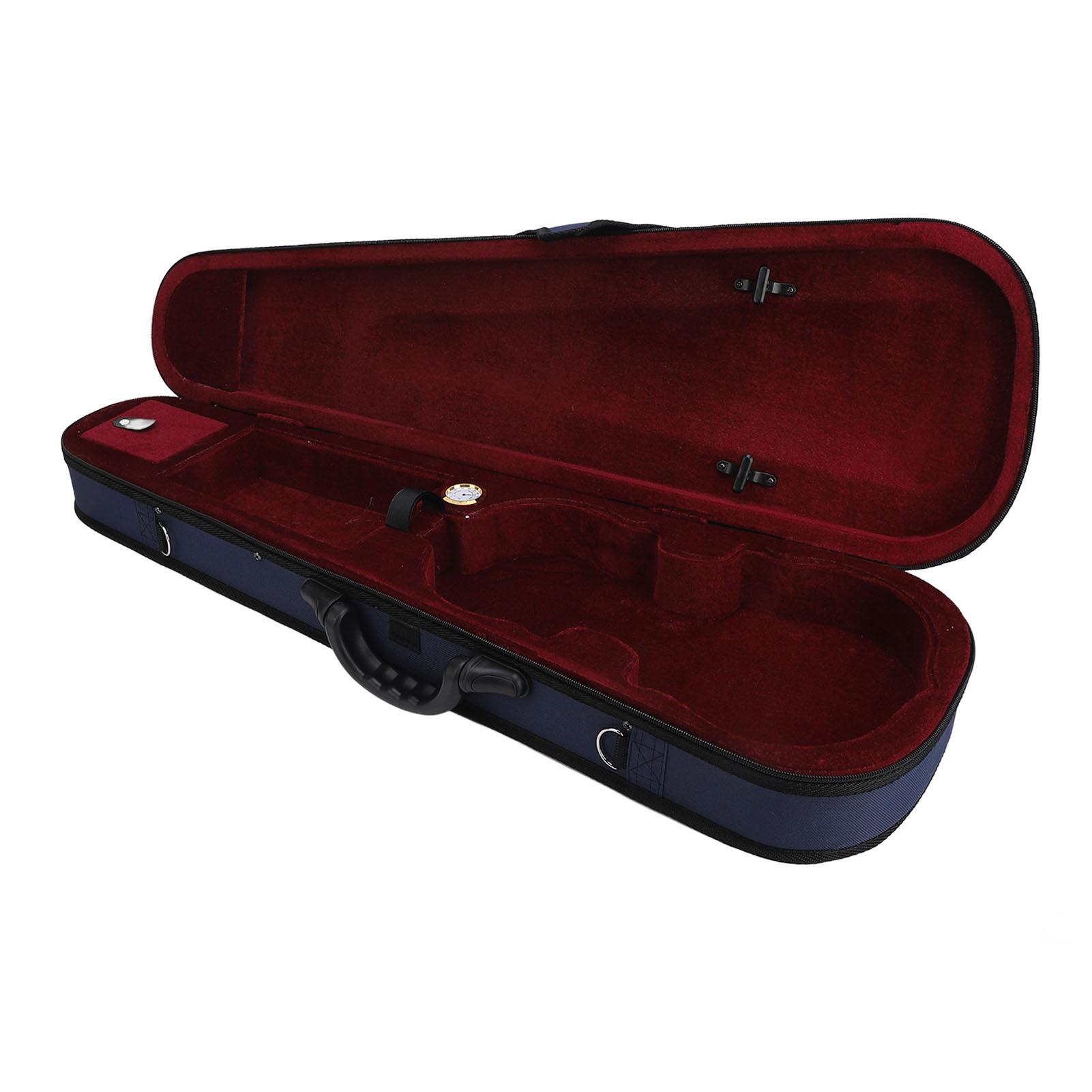 

Violin Case 3 Layer Protecting Lightweight Pressure Resistant Triangular Violin Travel Box with Humidity Meter Red