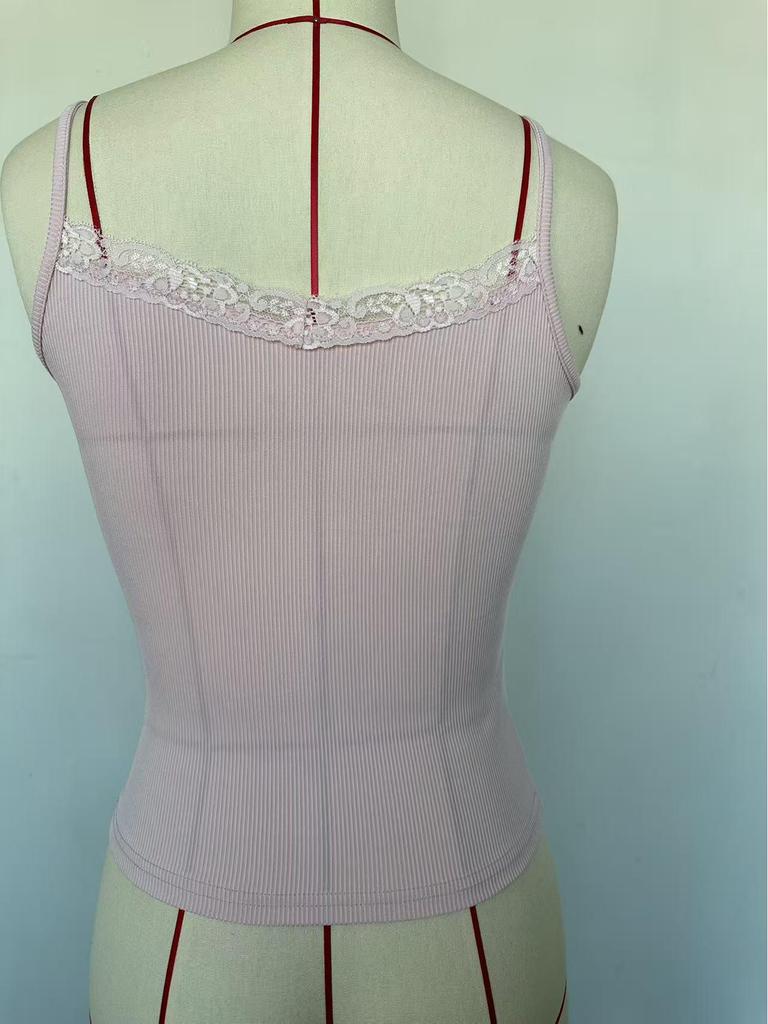 Europäischer Frühling/Sommer 2025 Damen Y2K Enganliegendes Geripptes Cropped Tanktop