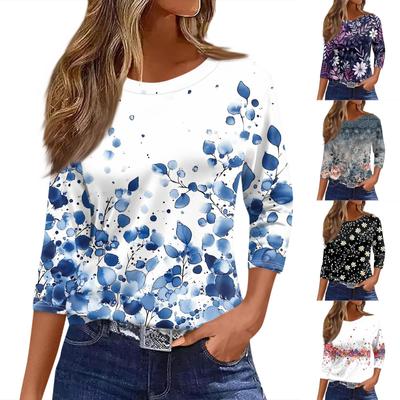 Γυναικείο T-shirt με Στάμπα 3/4 Μανίκια Καθημερινά Σαββατοκύριακο Μοντέρνο Βασικό Στρογγυλή Λαιμόκοψη Κανονικό Τοπ