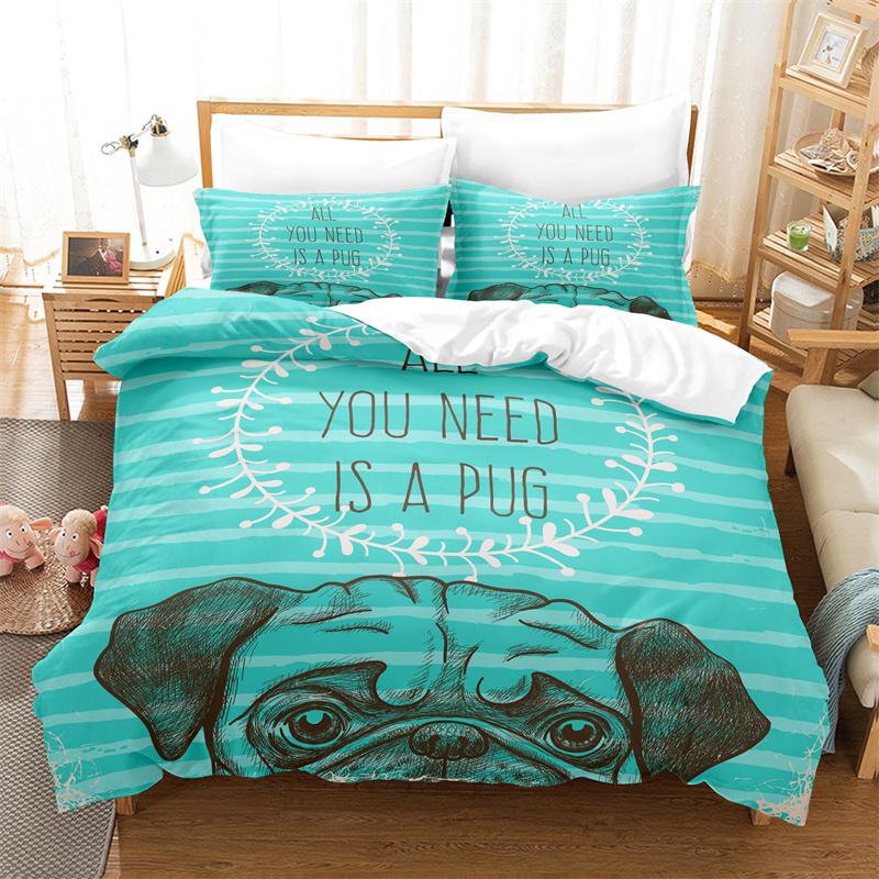 Ensemble de housse de couette Animal de dessin animé Ensemble de literie tendance Amoureux Lin Taille Queen Bed Fille Ensemble de housse de couette Ensemble de literie pour enfants