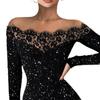 Lady Petticoats Plus Size Women Mini Dress Splicing Design Off Shoulder Clothing Skinny Sheath Dress for Club