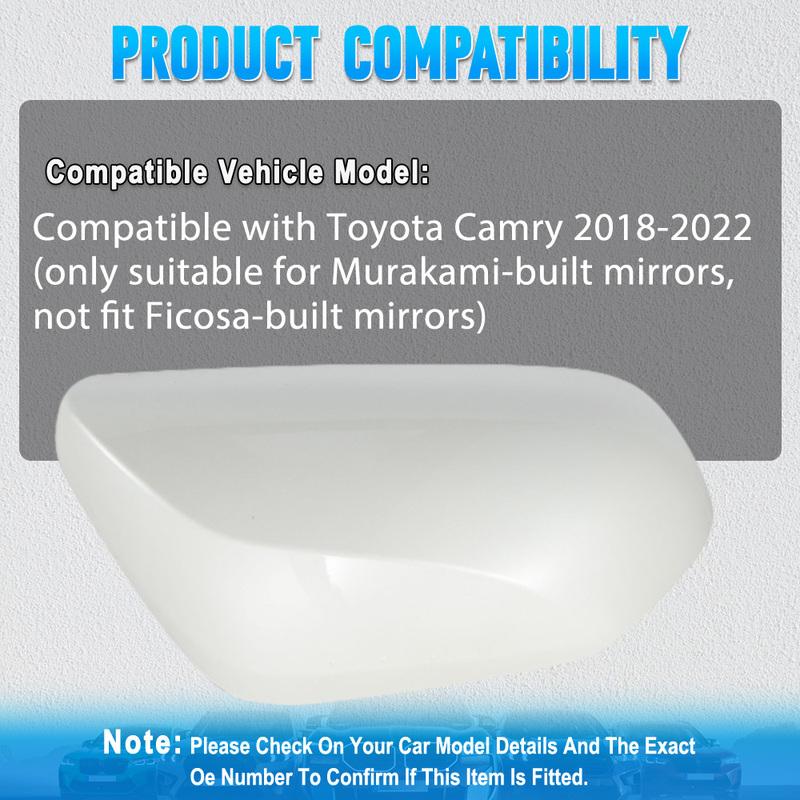 Car Side Mirror Cover Cap White Rearview Mirror Caps For Toyota Camry 2018
