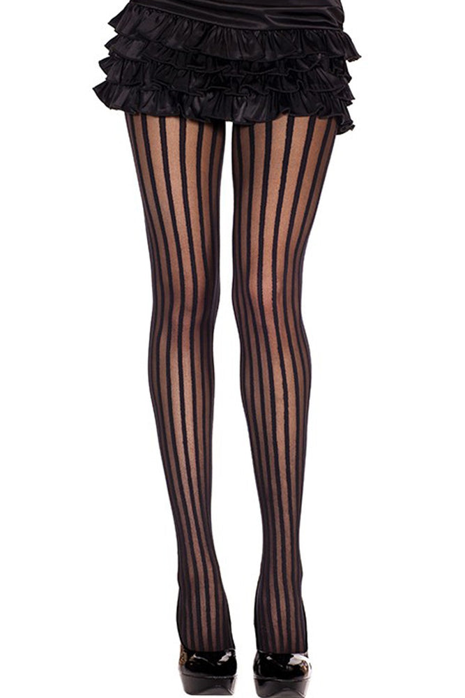 Collant Fantaisie Avec Lignes Opaques Mh7231 Blk