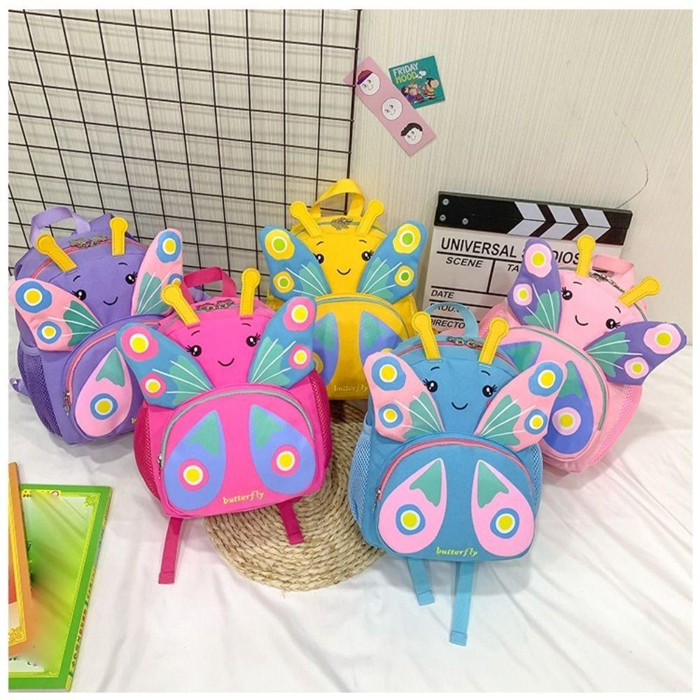 3D Butterfly Oxford School Bag for Children Cute Lightweight Large Capacity Toddler Backpack