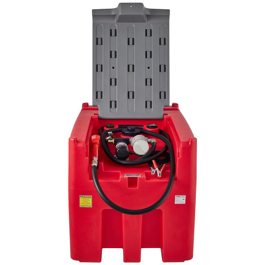 VEVOR Portable Diesel Tank, 439.1 L Capacity & 10 GPM Flow Rate, Diesel Fuel Tank with 12V Electric Transfer Pump and 399.3 Cm Rubber Hose