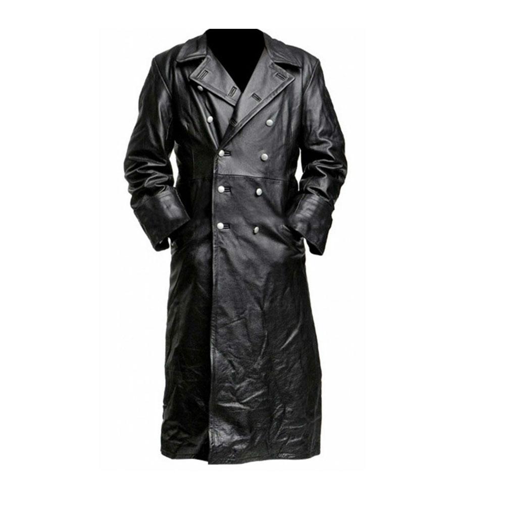 

Мужской зимний модный длинный плащ плюс размер с поворотным вырезом, однотонное длинное кожаное пальто, повседневные крутые мужские теплые куртки S чёрный