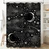 Modern Bathroom Shower Curtain Set Grey Geometric Pattern Waterproof Fabric for Home Decor.