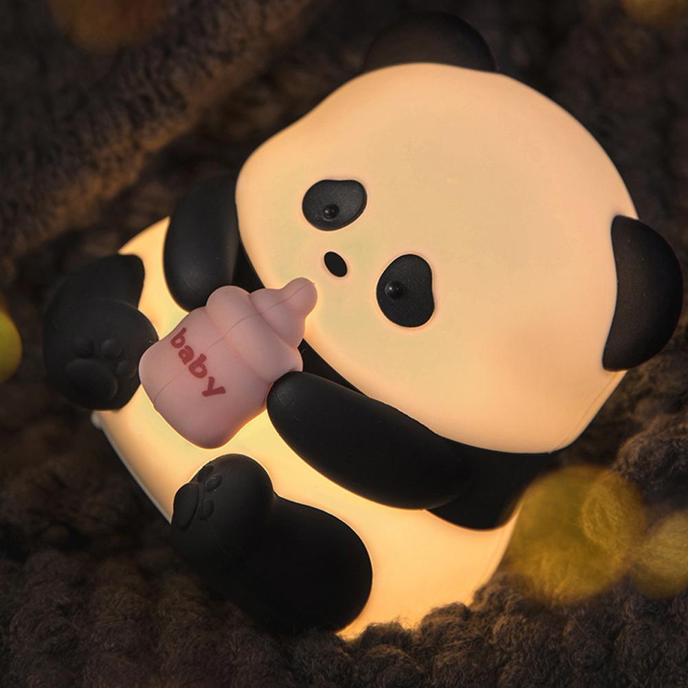 Cute Panda Silicone Lamp USB Rechargeable Timing Pat Sensor LED Night Light Bedside Decor Kids Birthday Gift