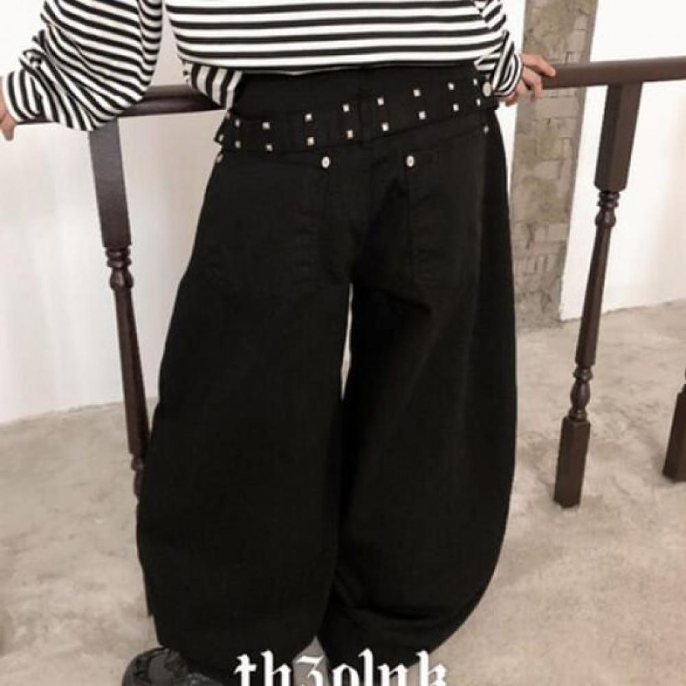 The Pink High Waist Back Studded Belt Wide Balloon Pants