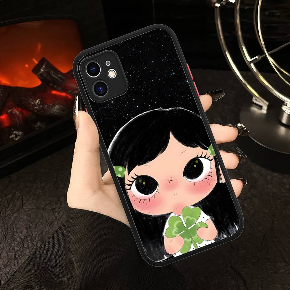 Coque de téléphone pour fille de bande dessinée Pour iPhone 16 15 14 11 12 13 Pro Max Plus 12 XS Max Coque arrière Coque mate