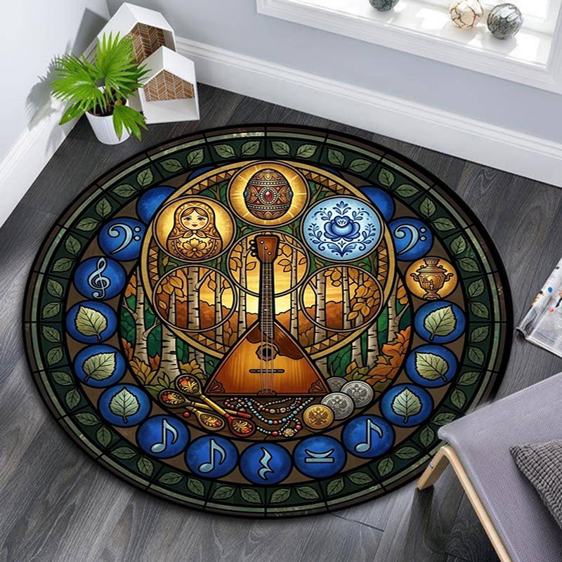 Music Nature Harmony Round Area Rug Under Office Chairs Bedroom Living Room Home Decor