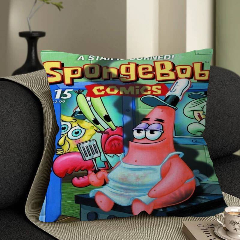 SSponge BBob Anime Pillow Cover For Bedroom Room And Living Room Sofa Decorative Cushion Cover
