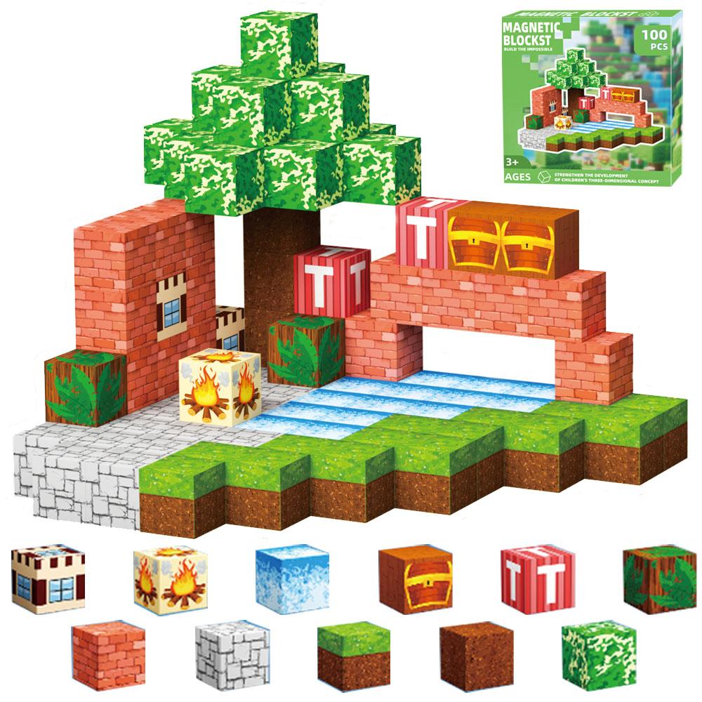 100/200/400PCS DIY Magnetic Building Block Set Home-Made Educational Toy Kit for Kids Creative Construction Playset