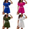 Summer Beach Dress With Vneck And Pleated Design For Casual Women