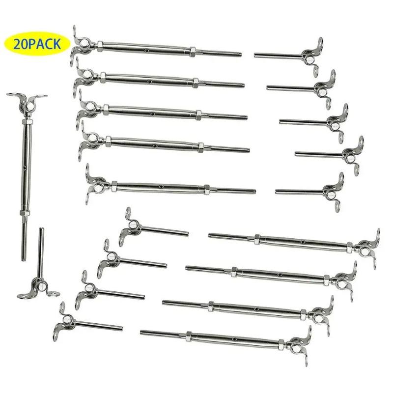 10 Pairs Cable Railing Kit T316 Stainless Steel 1/8" for Wood Post Wood Easy System Angle 180° Adjustable Stairs Deck