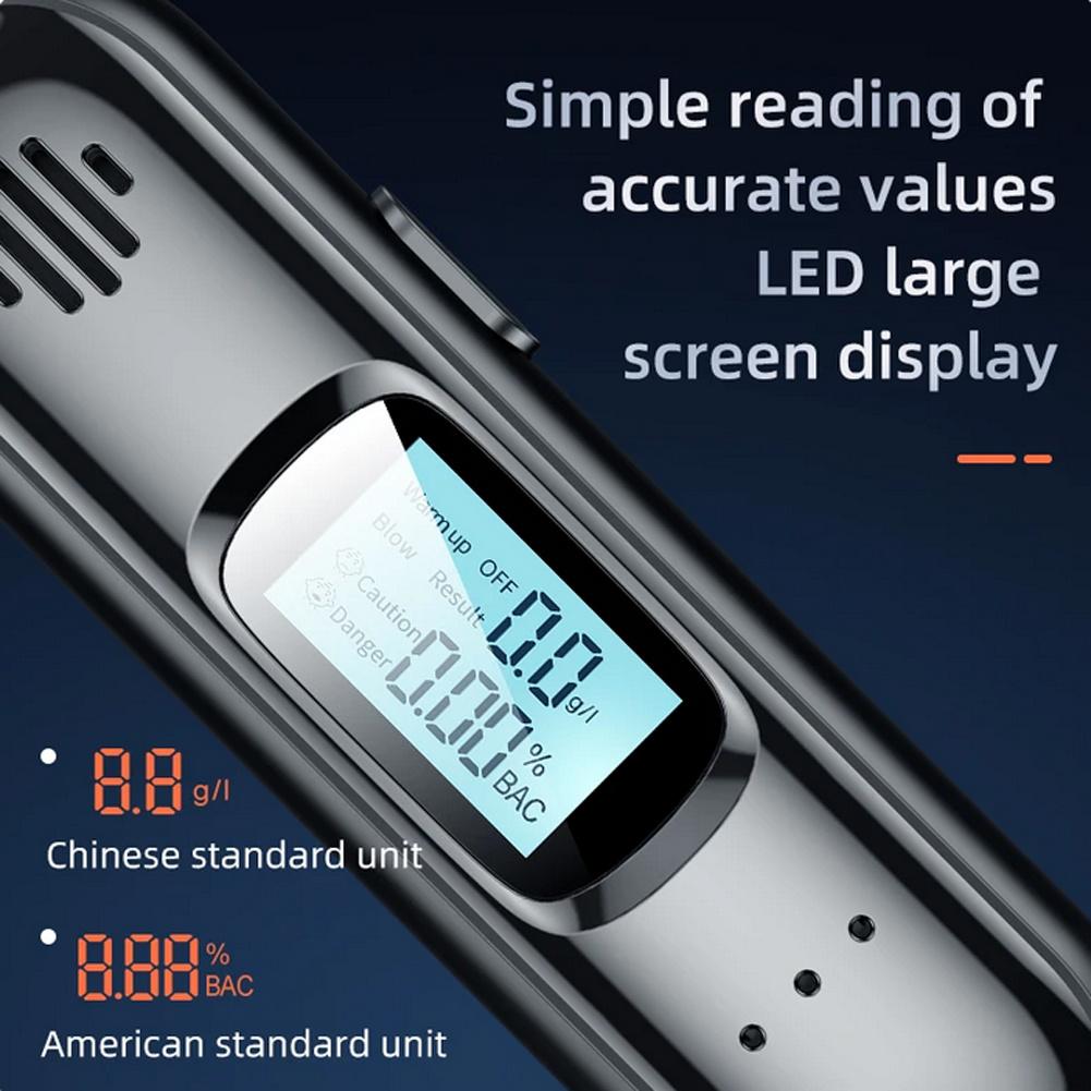 Non-contact Alcohol Tester Breathalyzer With LED Screen Digital Display 3-color Indicator Portable Breath Tester (English)