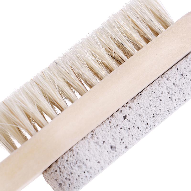 1 Pcs Foot Care Bristle Scrub Brush Wooden Handle Pumice Stone Remove Dead Skin