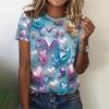 Camiseta con estampado 3D de moda para mujer, Tops informales con cuello redondo, camisetas de manga corta de amor, tendencia Hip Hop, ropa para mujer, camisetas holgadas para chica