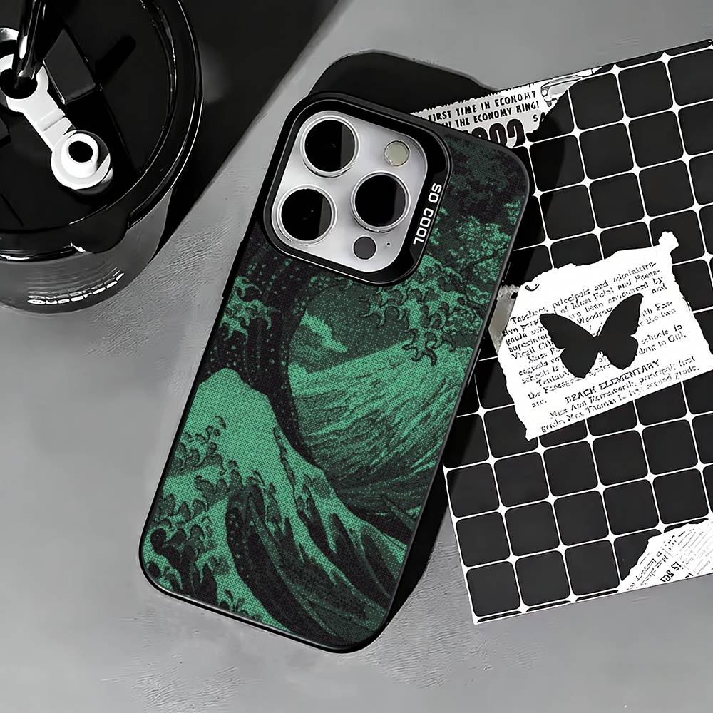 G-Great Wave Off Kanagawa Phone Case For iPhone 17,16,15,14,13,12,11 Plus,Pro Max,XS,Colored silver phone case